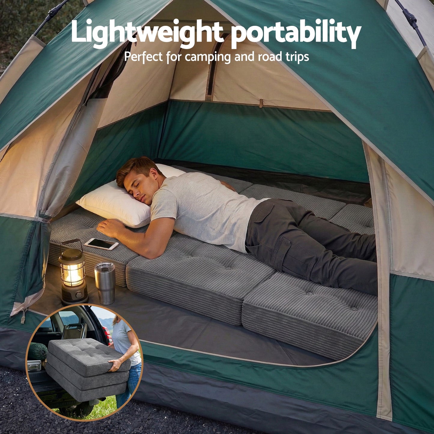 Giselle Single Folding Mattress 15cm Foldable Foam Portable Guest Sofa Bed Camping Mat