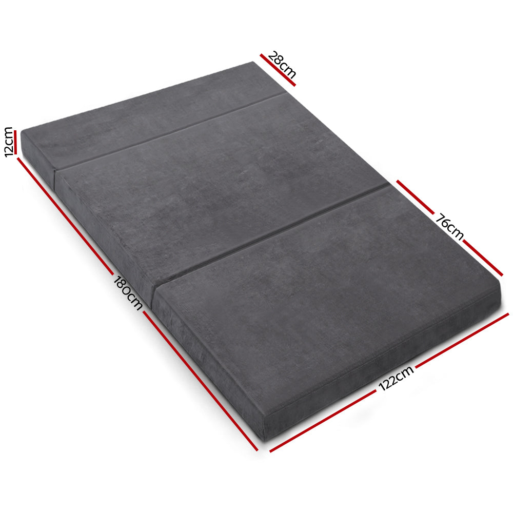 Giselle Bedding Foldable Mattress Folding Foam Bed Mat Double Grey-1