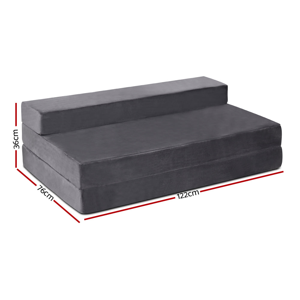 Giselle Bedding Foldable Mattress Folding Foam Bed Mat Double Grey-2