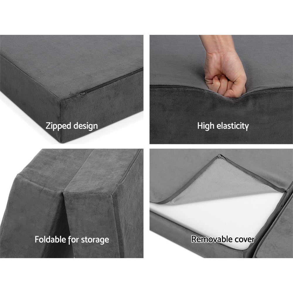 Giselle Bedding Foldable Mattress Folding Foam Bed Mat Double Grey-5