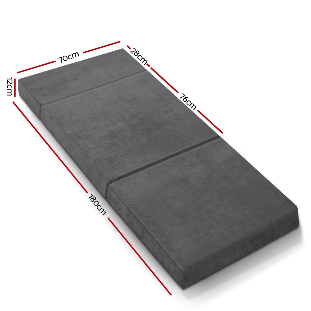 Giselle Bedding Foldable Mattress Folding Foam Bed Mat Single Grey-1