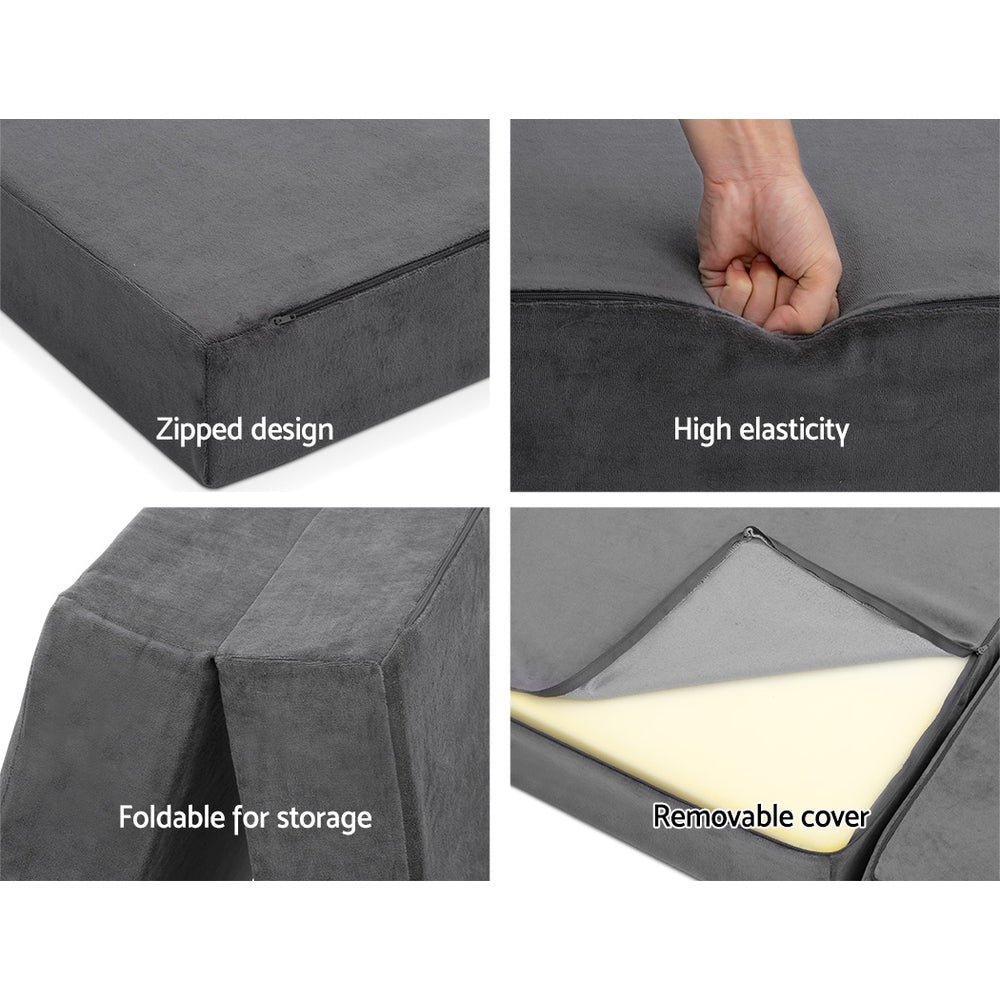 Giselle Bedding Foldable Mattress Folding Foam Bed Mat Single Grey-5