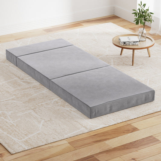 Giselle Bedding Foldable Mattress Folding Foam Bed Mat Light Grey-0
