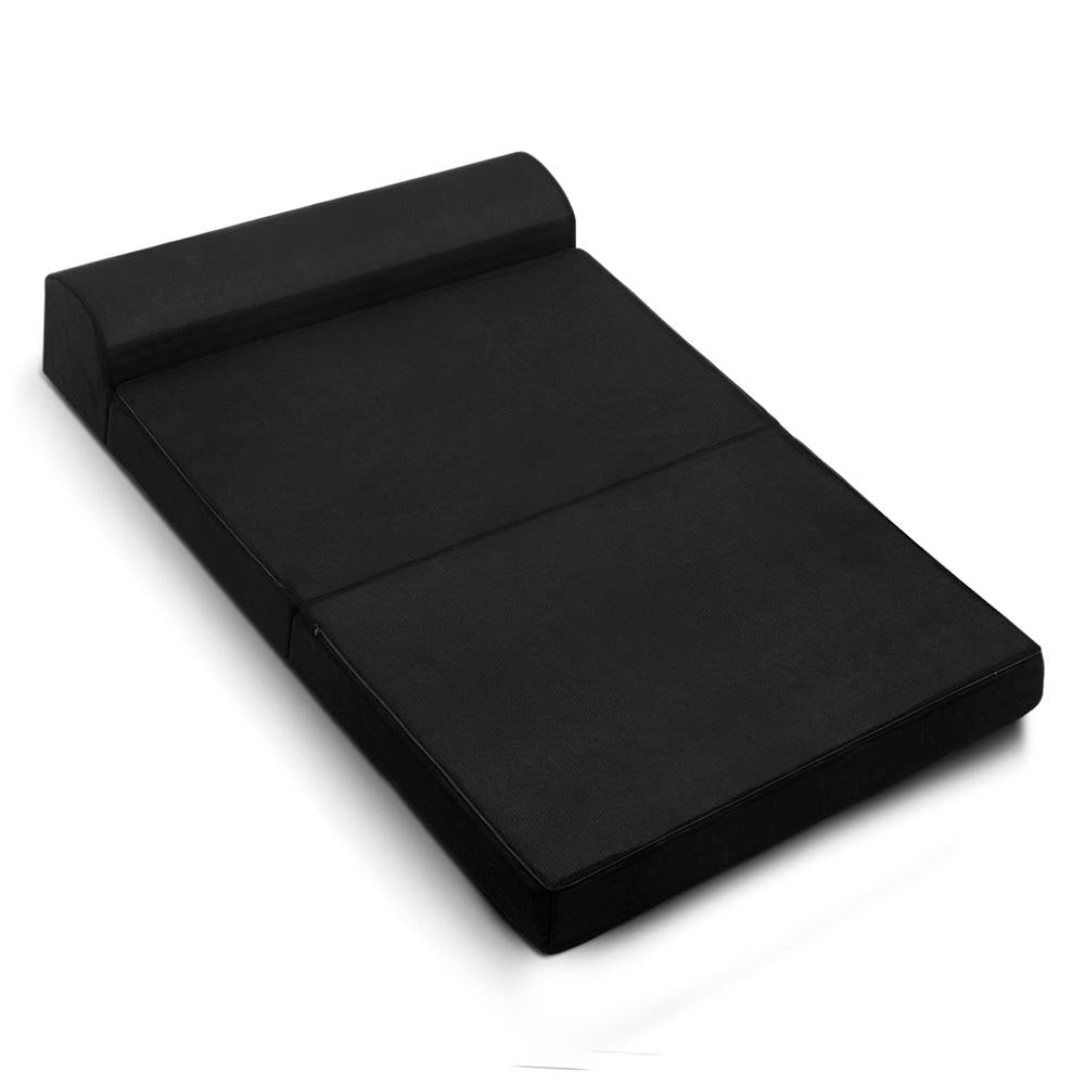 Giselle Bedding Foldable Mattress Folding Foam Bed Mat Double Black-0