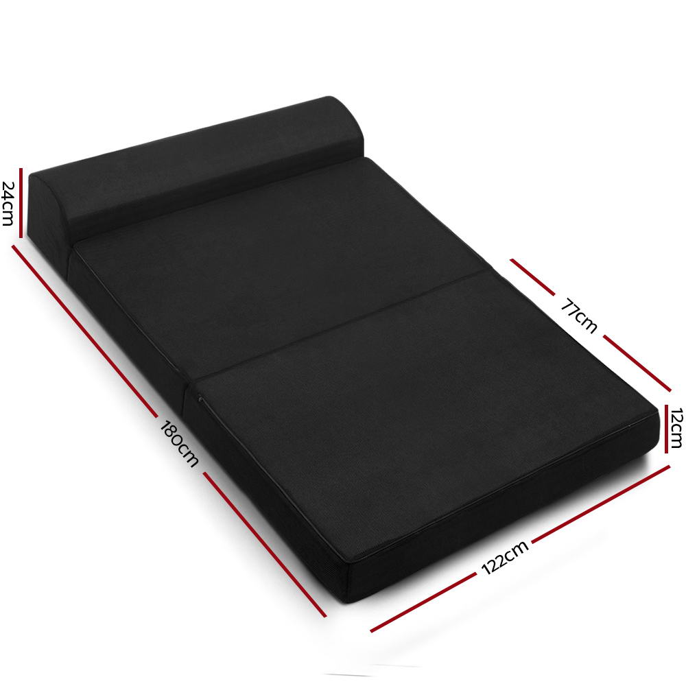 Giselle Bedding Foldable Mattress Folding Foam Bed Mat Double Black-1