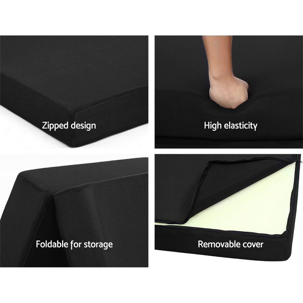 Giselle Bedding Foldable Mattress Folding Foam Bed Mat Double Black-5