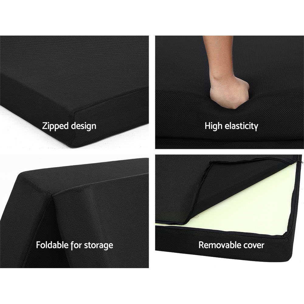 Giselle Bedding Foldable Mattress Folding Foam Bed Mat Black-5