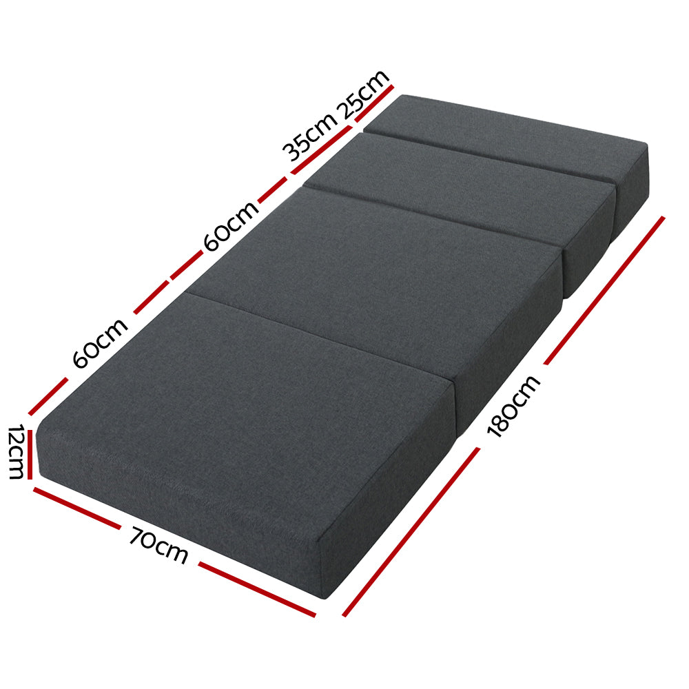 Giselle Bedding Foldable Mattress Folding Foam Bed Floor Mat Grey-1