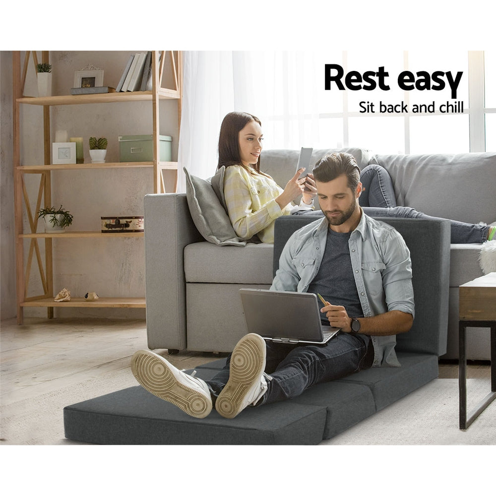 Giselle Bedding Foldable Mattress Folding Foam Bed Floor Mat Grey-2