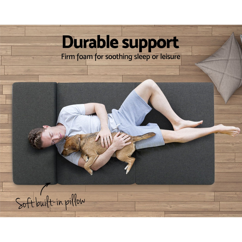 Giselle Bedding Foldable Mattress Folding Foam Bed Floor Mat Grey-3