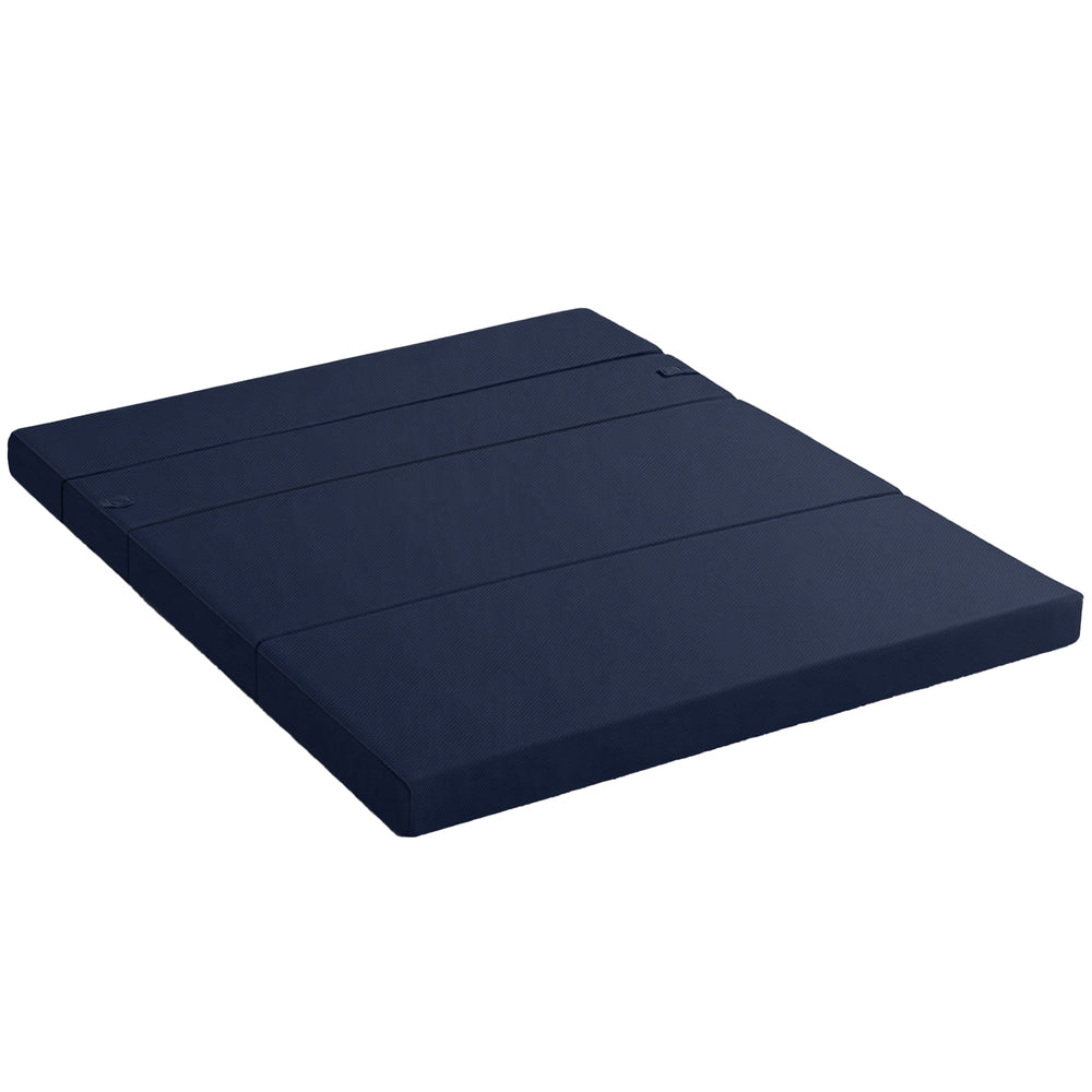 Giselle Foldable Mattress Folding Foam Mattresses Portable Floor Mat Blue Double-0