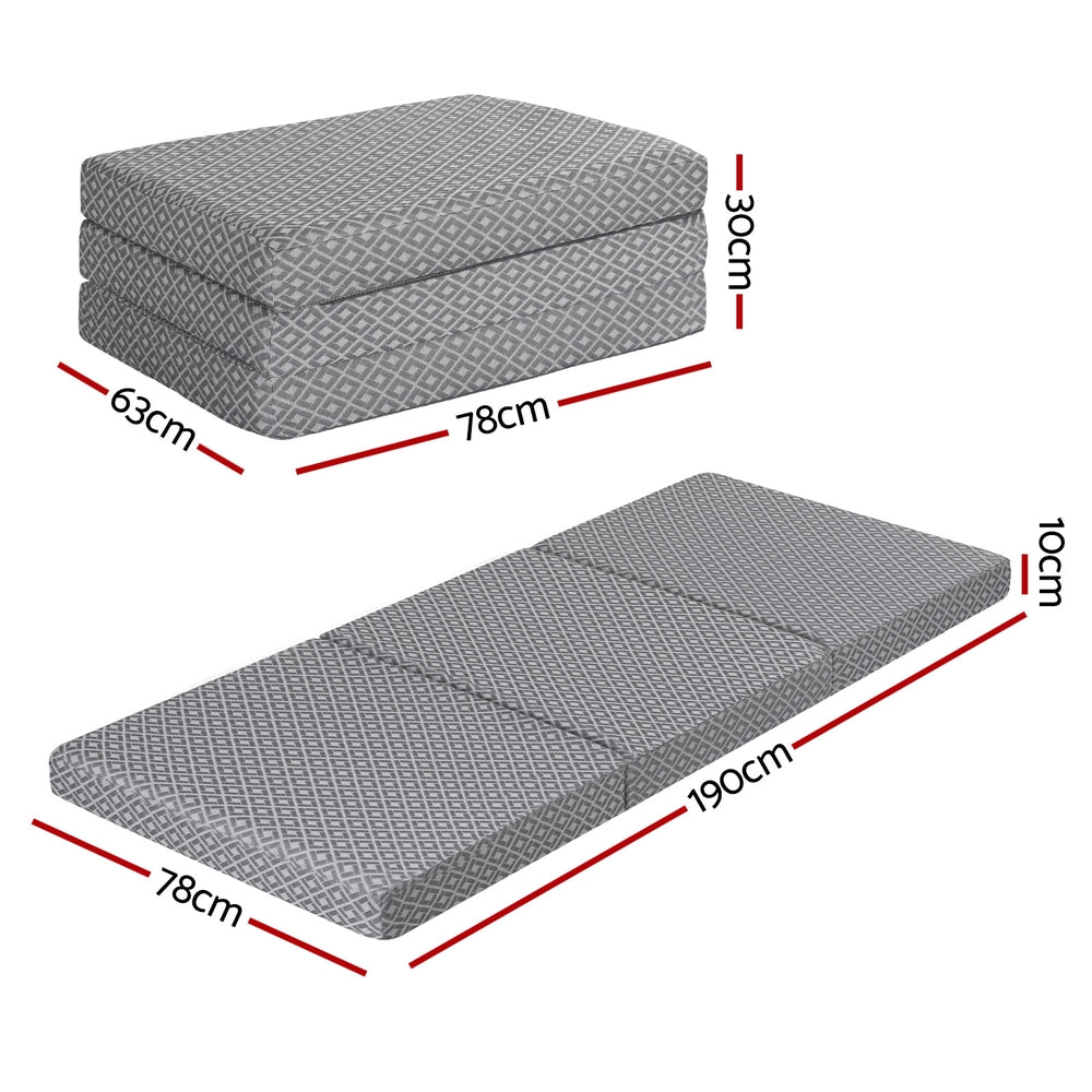 Giselle Foldable Mattress Folding Sofa Bed Trifold Memory Foam Camping Cushion Mat-1