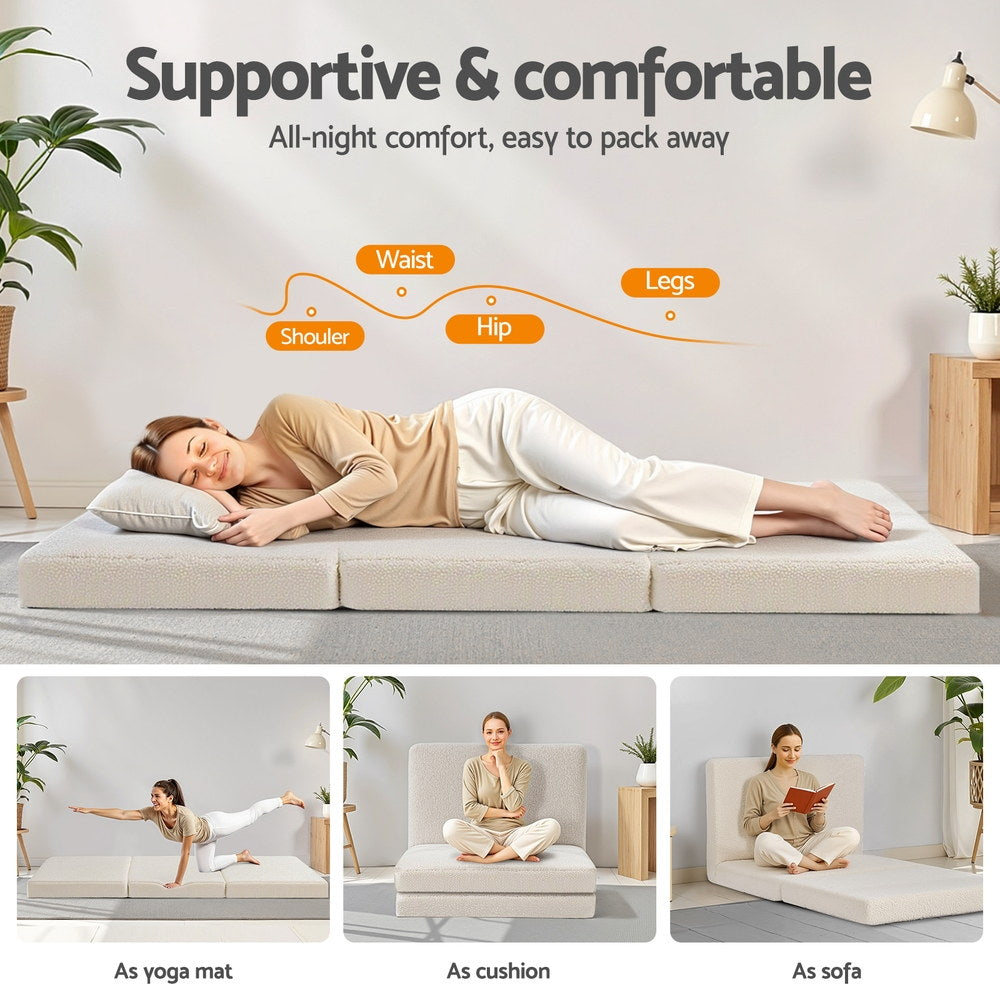 Giselle Bedding Foldable Mattress Fleece Portable 3-fold Folding Foam Mattresses-3