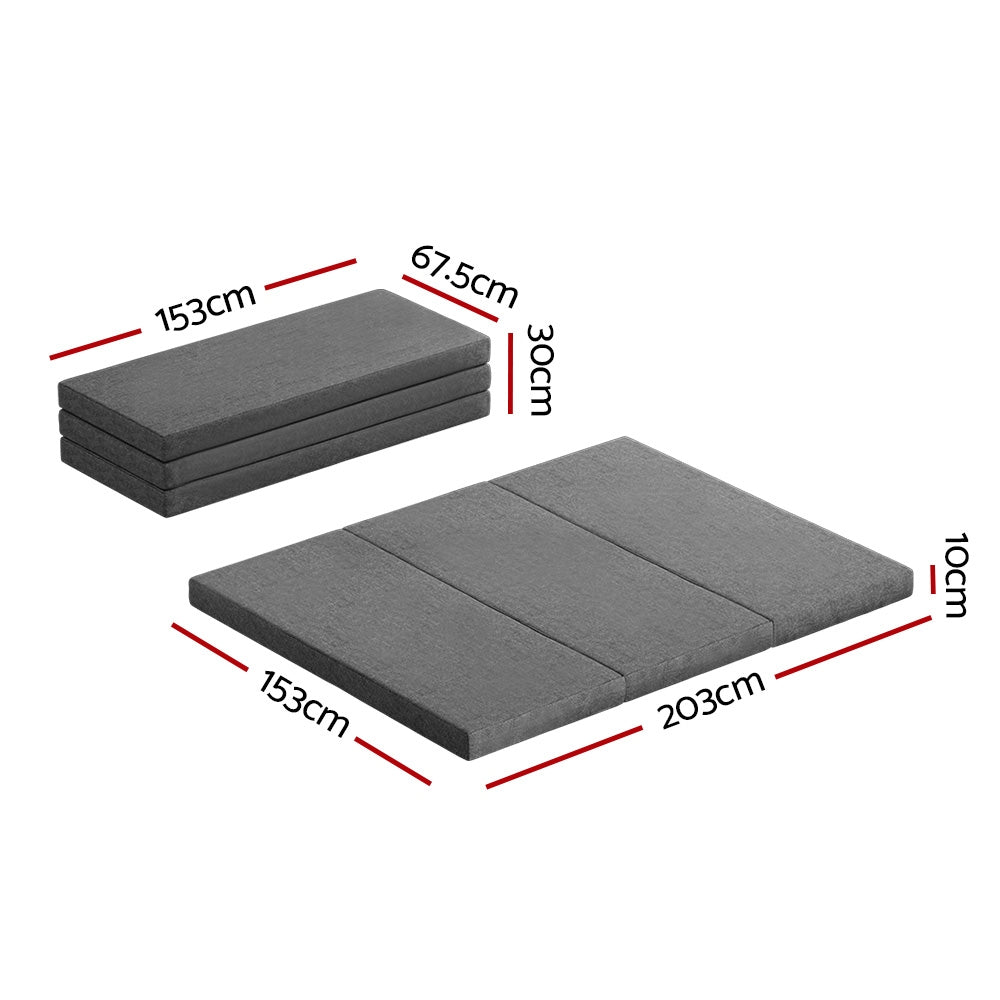 Giselle Bedding Foldable Mattress Folding Foam Queen Grey-1