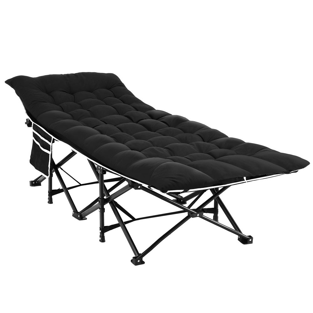 Artiss Folding Bed With Mattress Heavy Duty Black 185CM-0