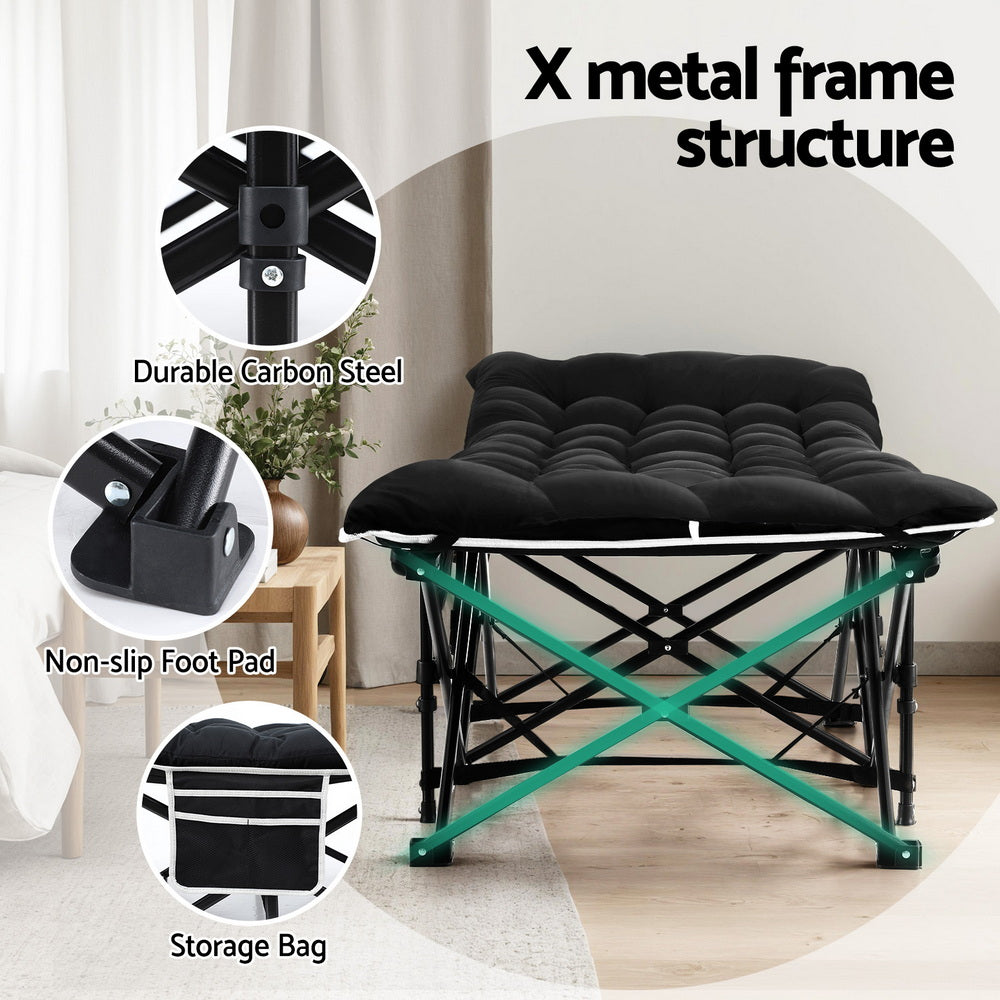 Artiss Folding Bed With Mattress Heavy Duty Black 185CM-3