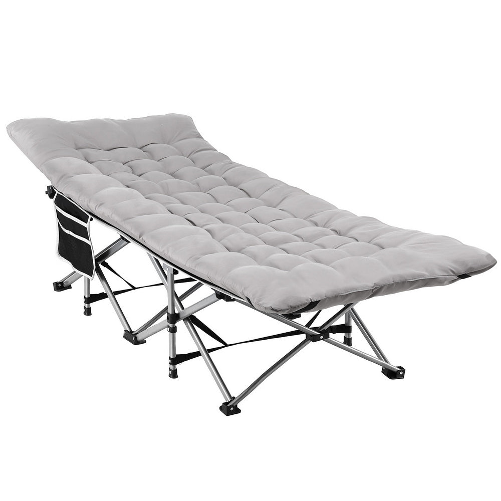 Artiss Folding Bed With Mattress Heavy Duty Grey 185CM-0