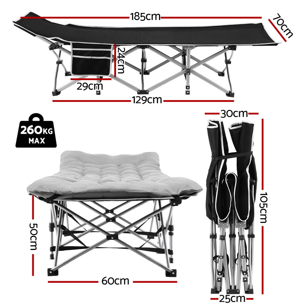 Artiss Folding Bed With Mattress Heavy Duty Grey 185CM-1
