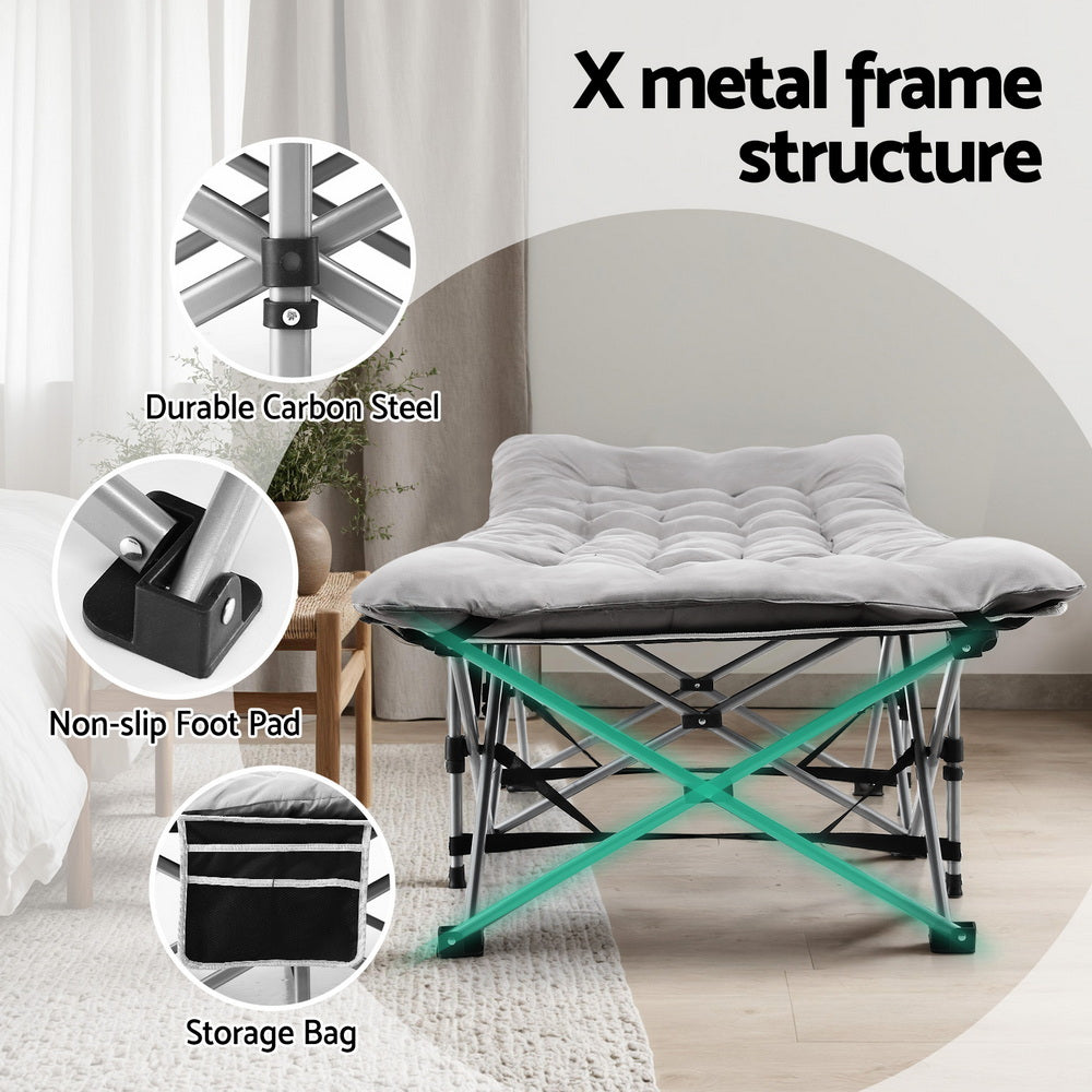 Artiss Folding Bed With Mattress Heavy Duty Grey 185CM-3