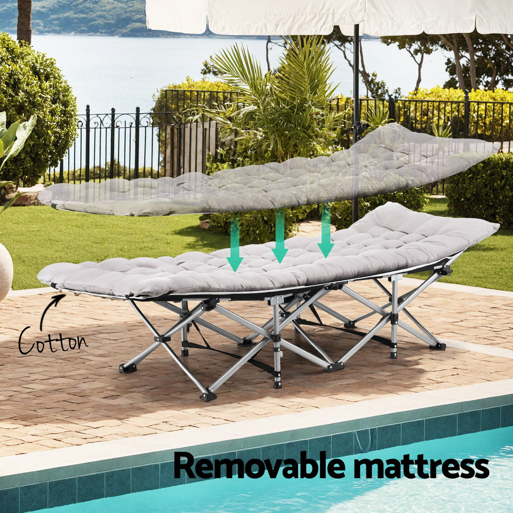 Artiss Folding Bed With Mattress Heavy Duty Grey 185CM-4