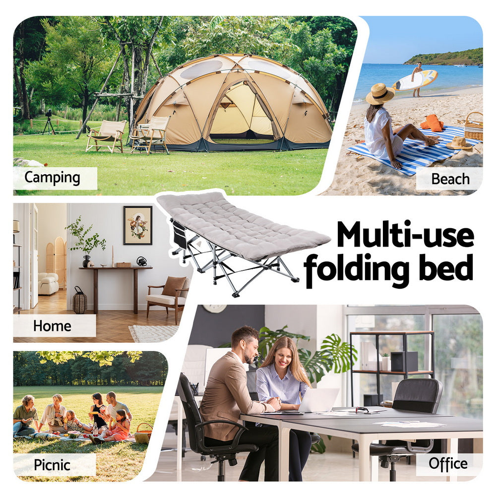 Artiss Folding Bed With Mattress Heavy Duty Grey 185CM-5