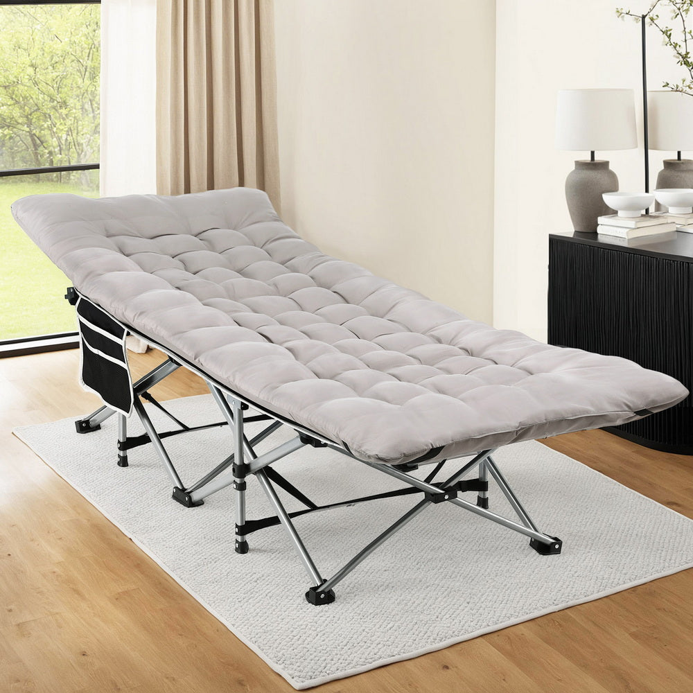 Artiss Folding Bed With Mattress Heavy Duty Grey 185CM-6