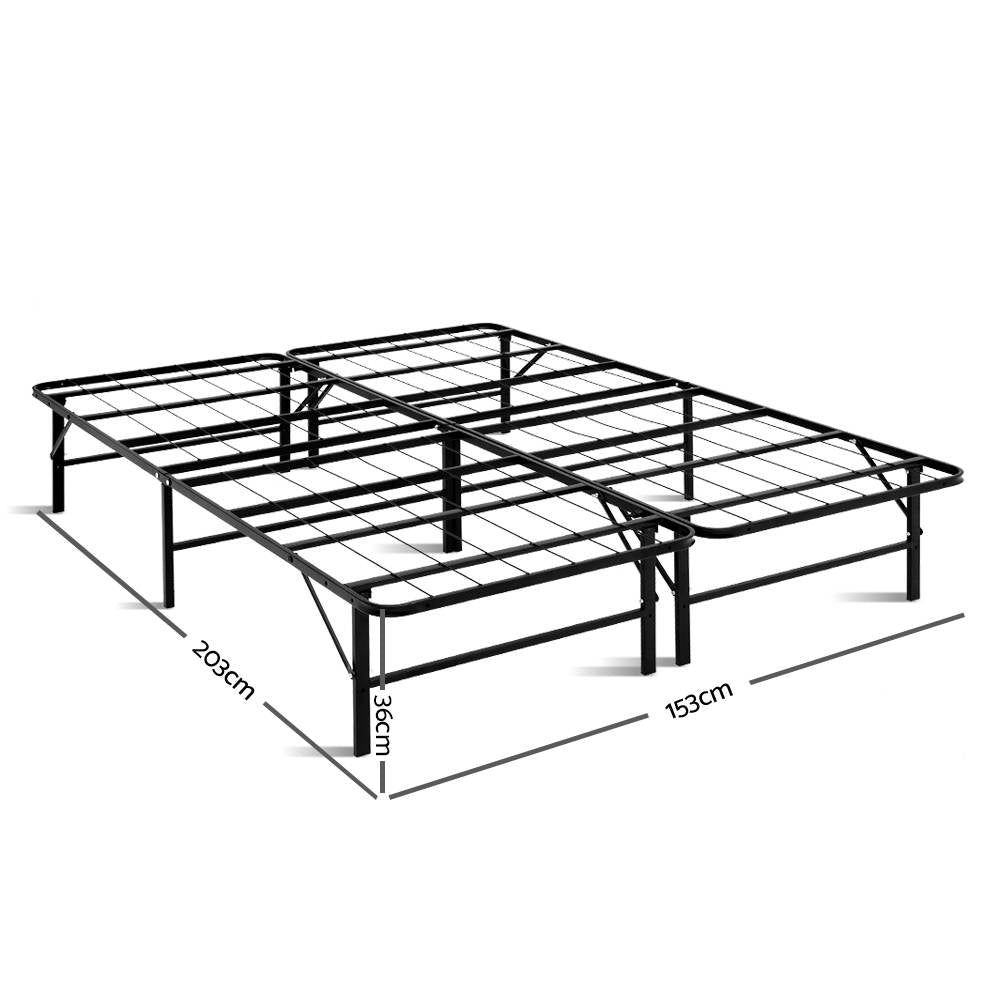 Artiss Folding Bed Frame Metal Base - Queen-1