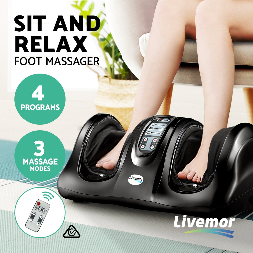 Livemor Foot Massager Shiatsu Massagers Electric Remote Roller Kneading Black-3