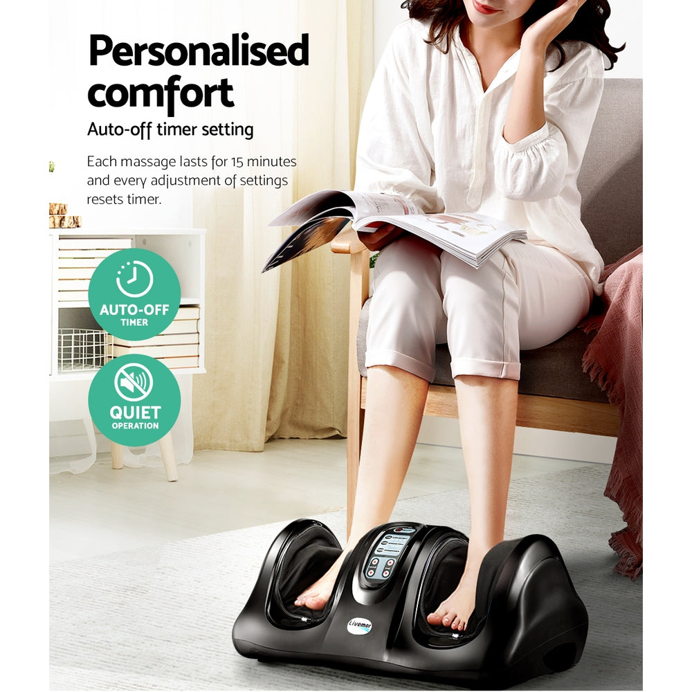 Livemor Foot Massager Shiatsu Massagers Electric Remote Roller Kneading Black-5