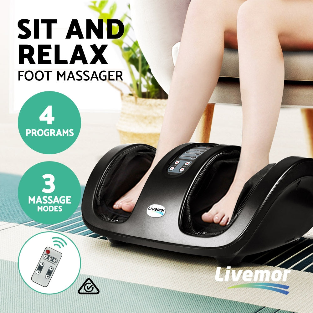 Livemor Foot Massager Shiatsu Massagers Electric Roller Kneading Calf Leg Black-3