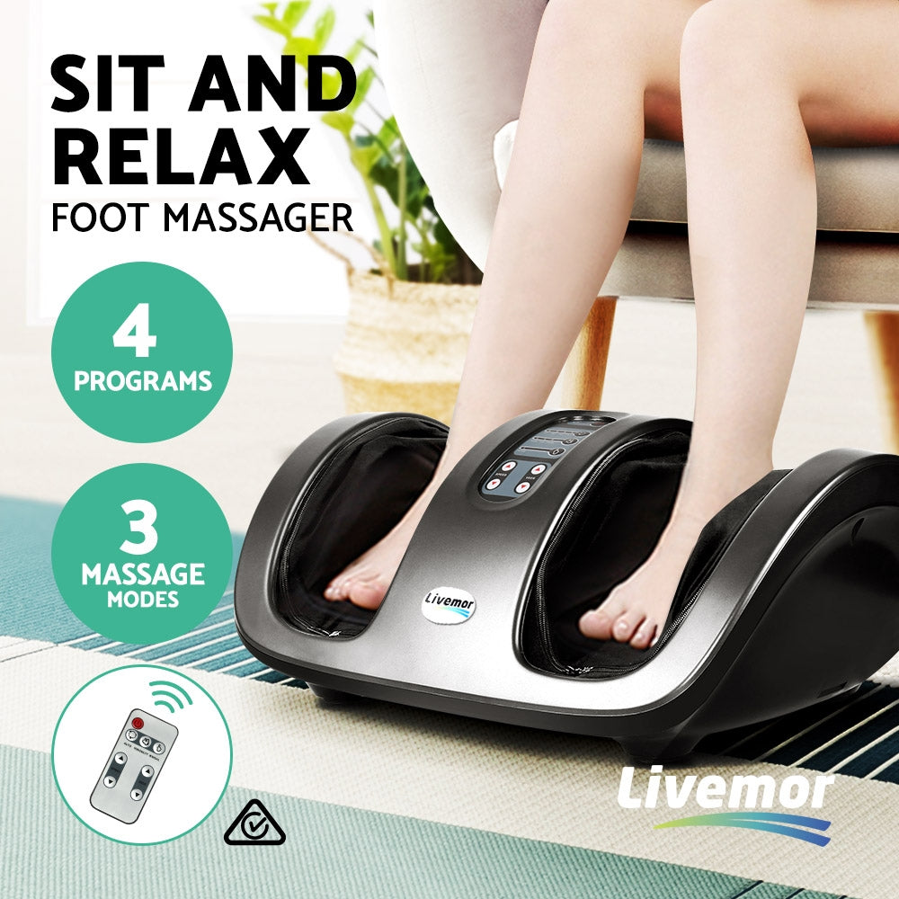 Livemor Foot Massager Shiatsu Massagers Electric Roller Kneading Calf Leg Grey-3