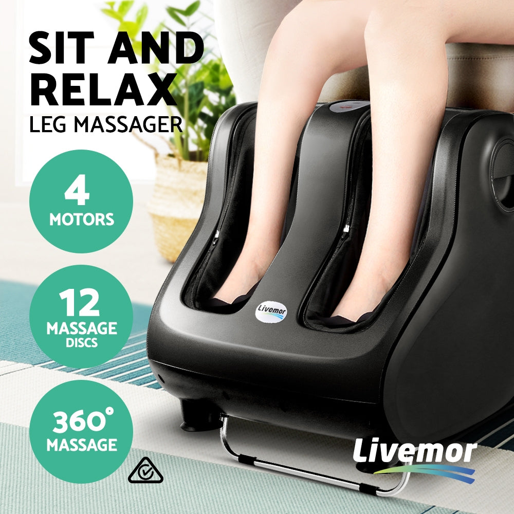 Livemor Foot Massager Shiatsu Massagers Electric Roller Calf Leg Kneading Black-2