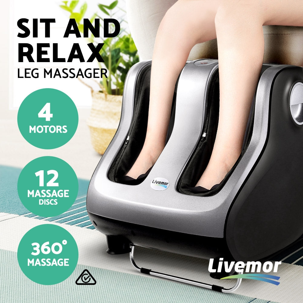 Livemor Foot Massager Shiatsu Massagers Electric Roller Calf Leg Kneading Silver-2