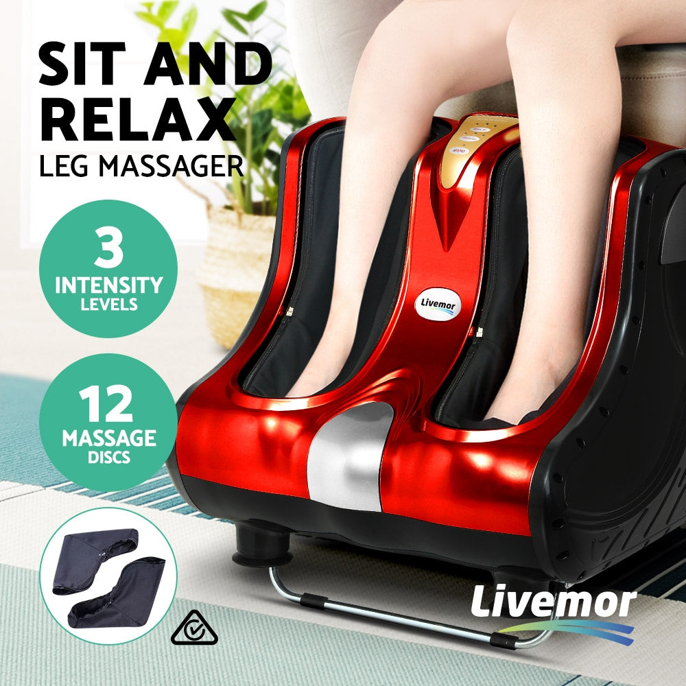 Livemor Foot Massager Massagers Shiatsu Electric Roller Ankle Calf Leg Kneading Red-2