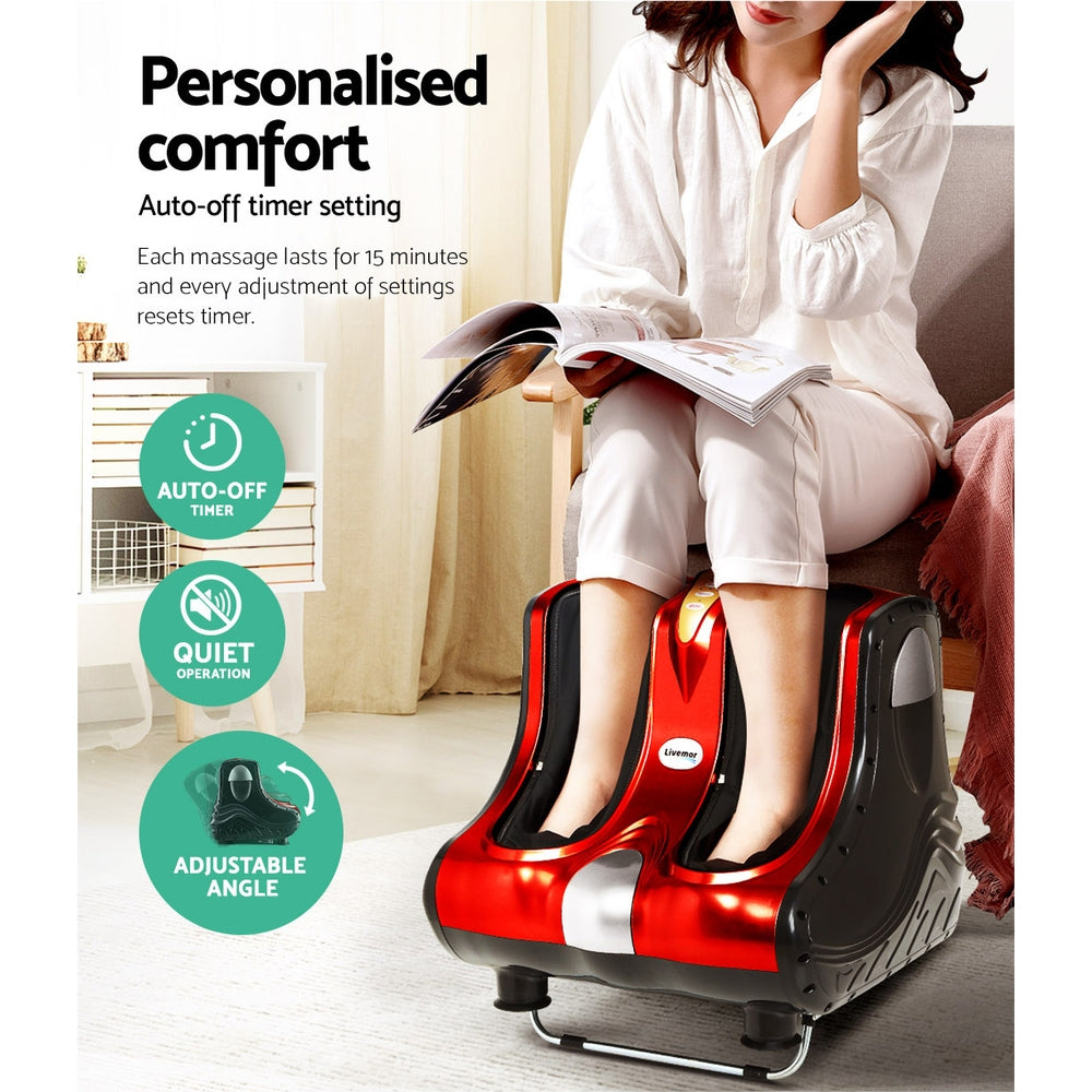 Livemor Foot Massager Massagers Shiatsu Electric Roller Ankle Calf Leg Kneading Red-5