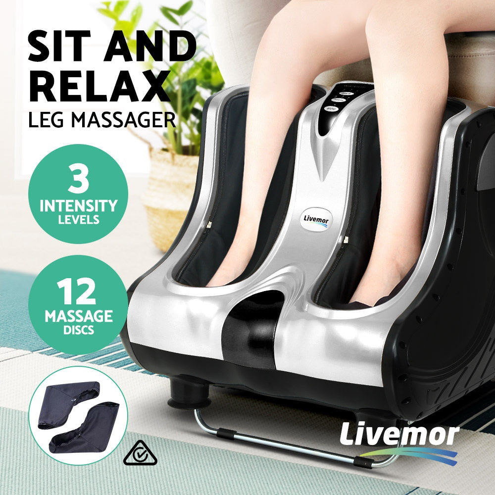 Livemor Foot Massager Massagers Shiatsu Electric Roller Ankle Calf Leg Kneading Silver-2