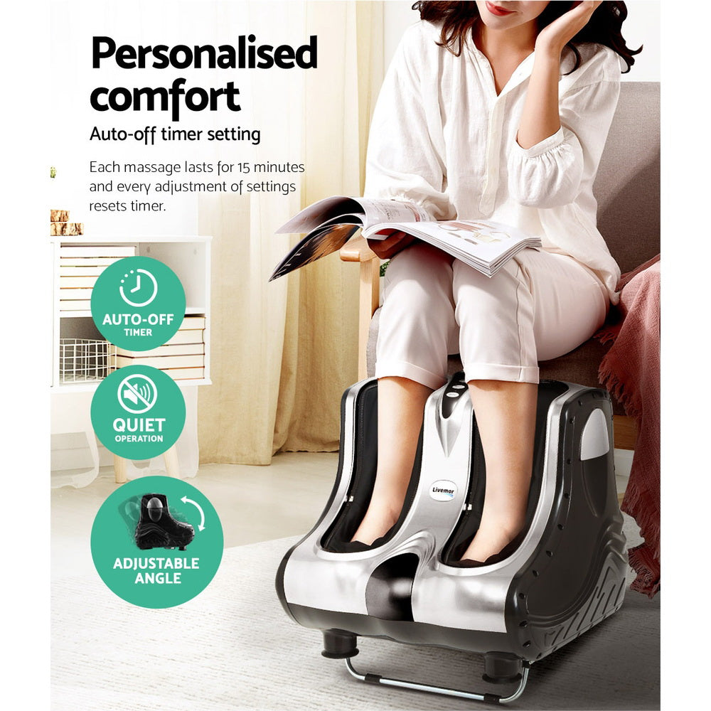 Livemor Foot Massager Massagers Shiatsu Electric Roller Ankle Calf Leg Kneading Silver-5