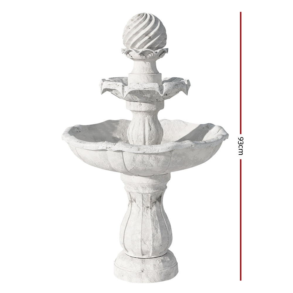 Gardeon Solar Water Feature 3-Tier Fountain with Pump Kit Bird Bath 93CM Ivory-1