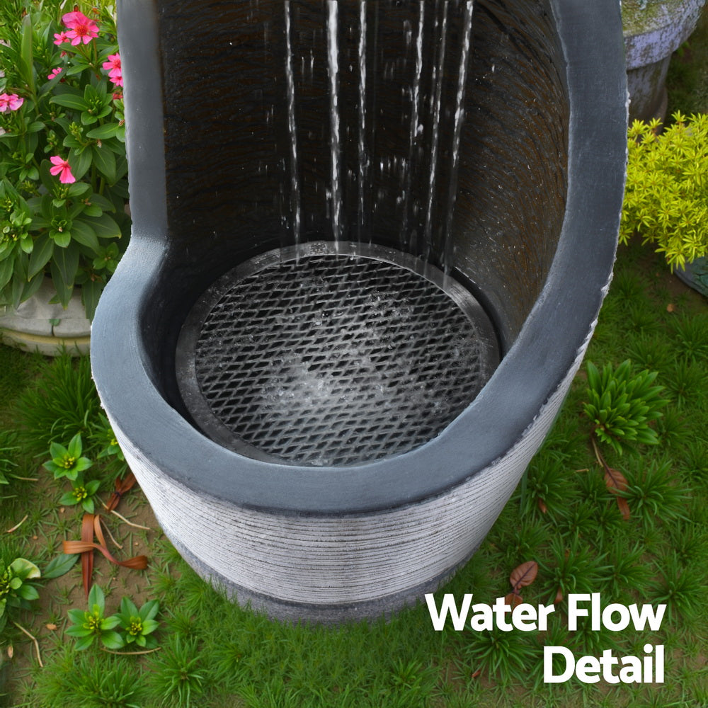 Gardeon Solar Fountain Water Feature Bird Bath Outdoor Garden Cascade 48CM Grey-5