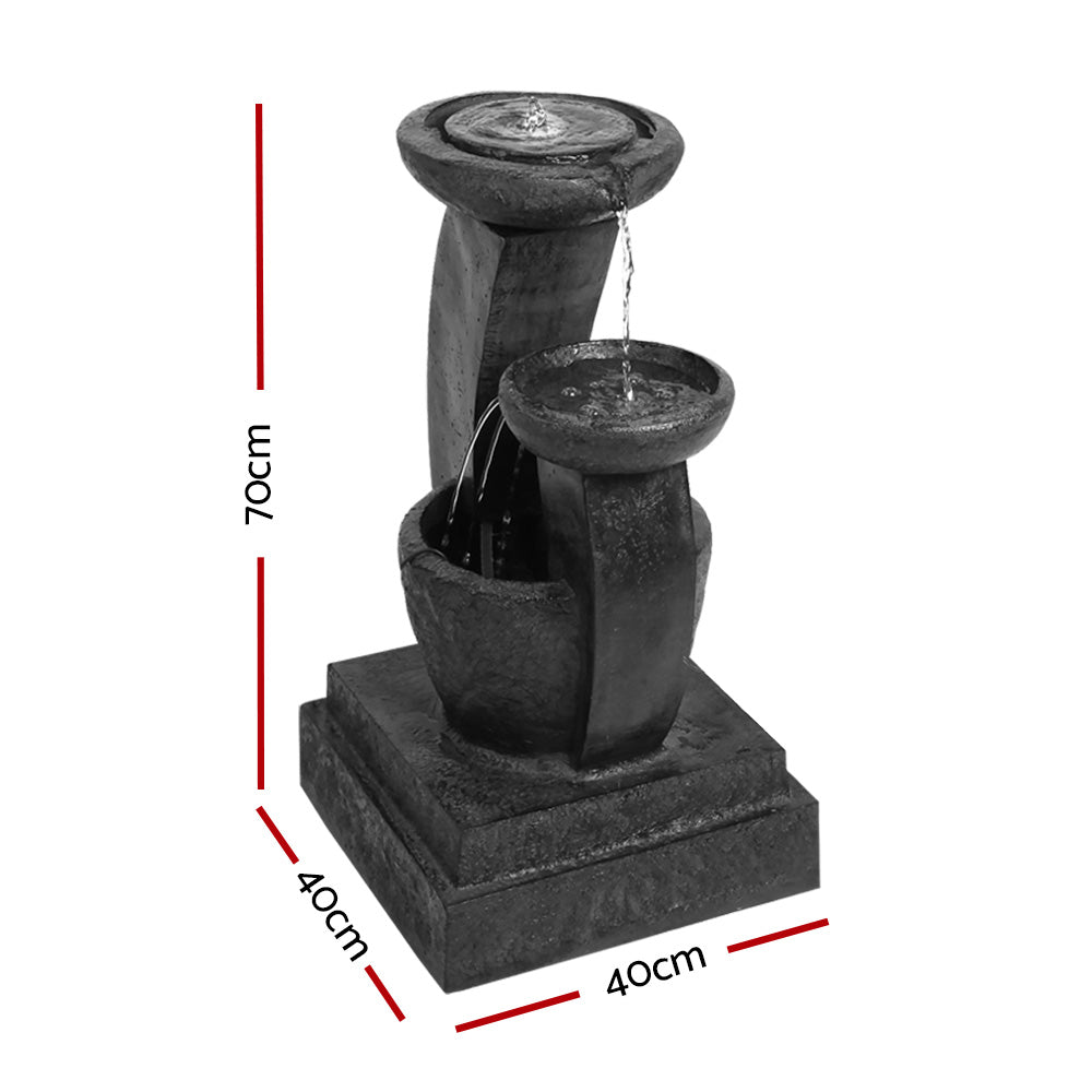 Gardeon Solar Water Feature Cascading Fountain 3-Tier Mushroom LED Light 70CM-1