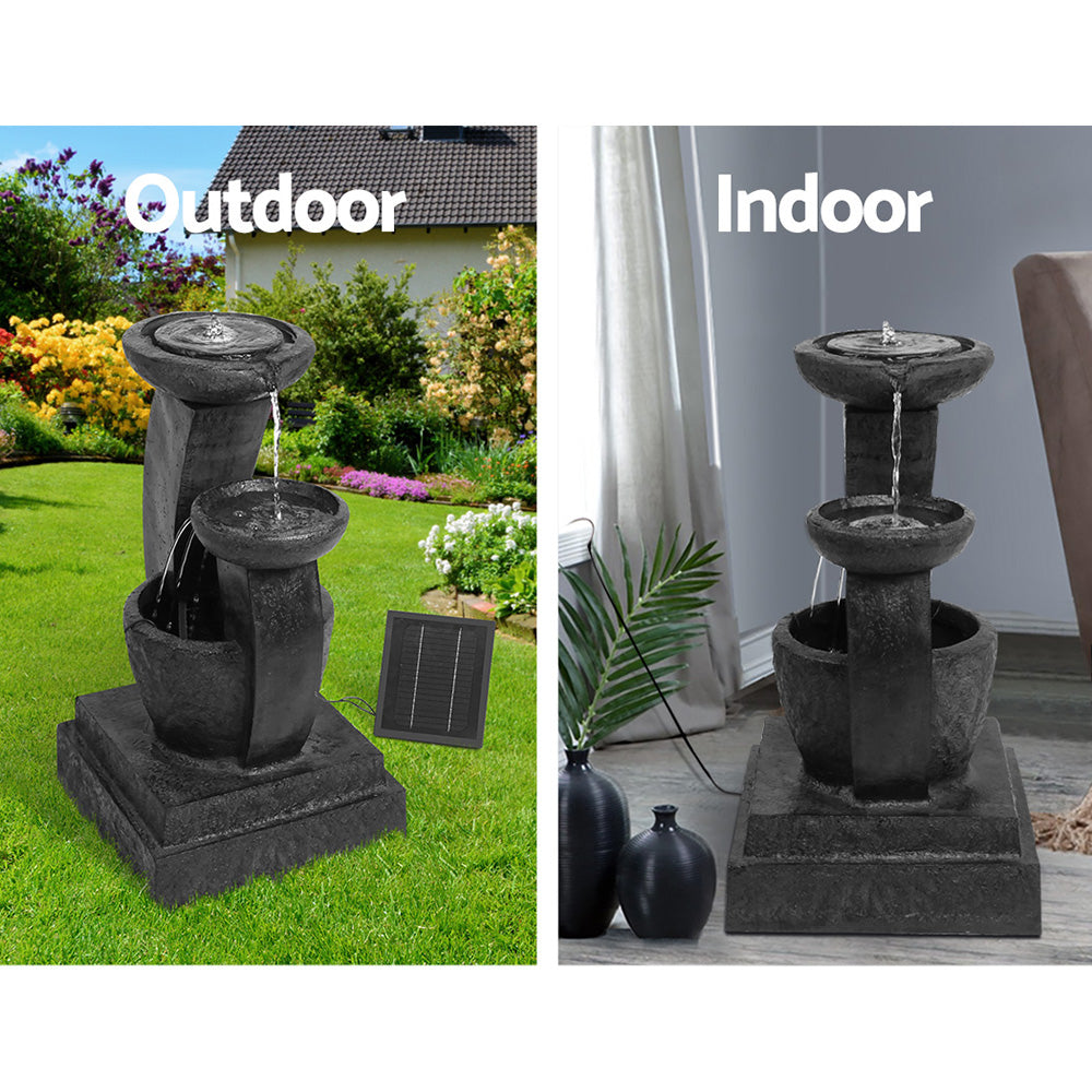 Gardeon Solar Water Feature Cascading Fountain 3-Tier Mushroom LED Light 70CM-4