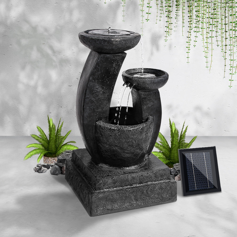 Gardeon Solar Water Feature Cascading Fountain 3-Tier Mushroom LED Light 70CM-6