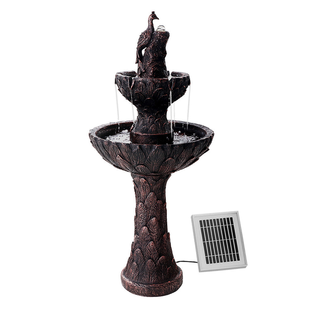 Gardeon Solar Water Feature Tier Fountain with Pump Kit Bird Bath 106CM Peacock-0