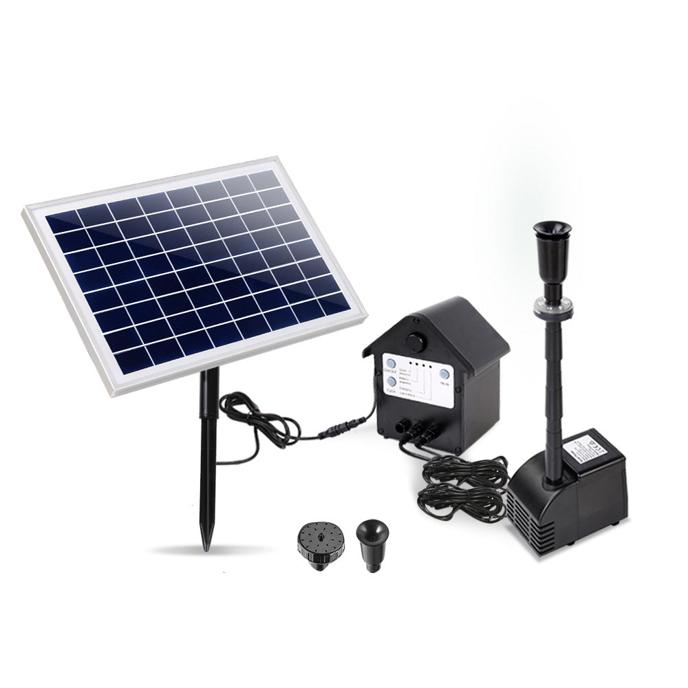 Gardeon Solar Pond Pump Submersible Water Fountain with Battery Kit LED Lights 6.6FT-0