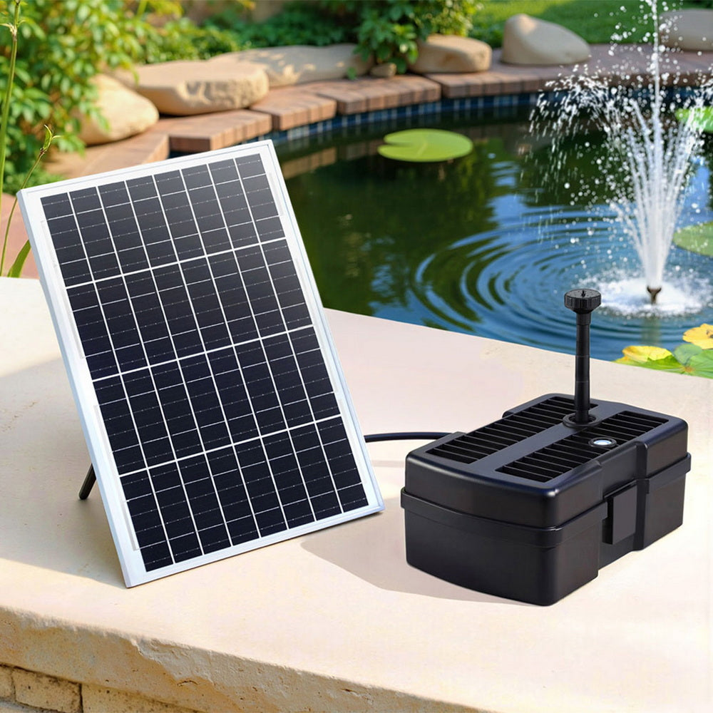 Gardeon Solar Submersible Water Pond Fountain Pump with Filter Box 6FT 1190L/H-0