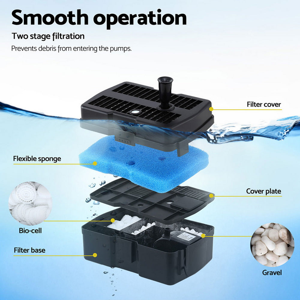 Gardeon Solar Submersible Water Pond Fountain Pump with Filter Box 6FT 1190L/H-5