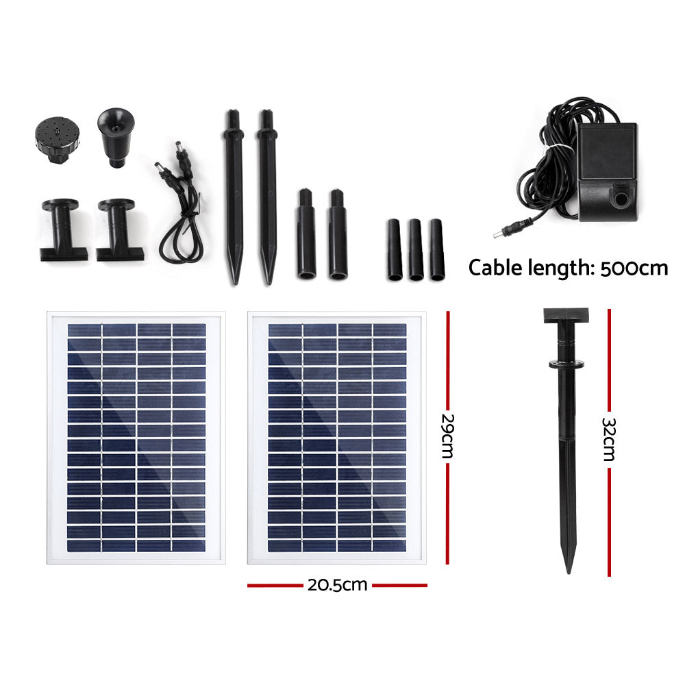 Gardeon Solar Pond Pump Submersible Water Fountain Kit with 2 Panels 7.2FT-1