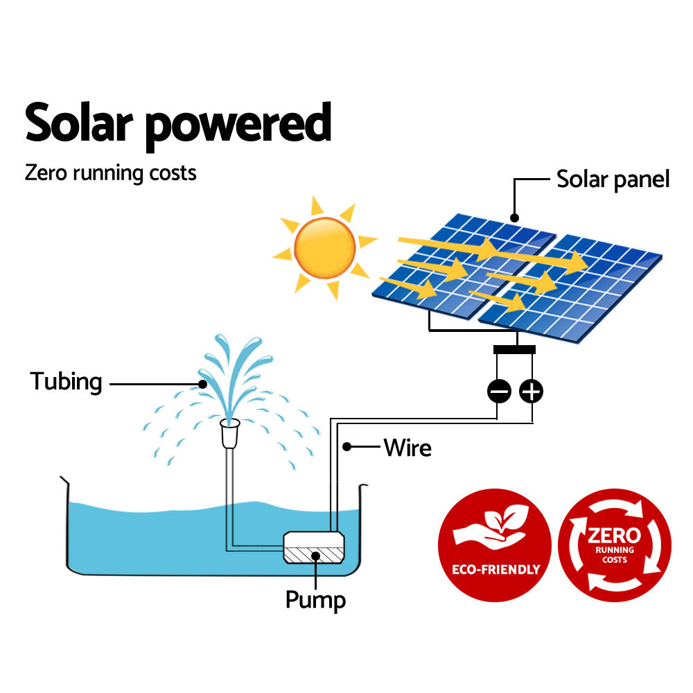 Gardeon Solar Pond Pump Submersible Water Fountain Kit with 2 Panels 7.2FT-4