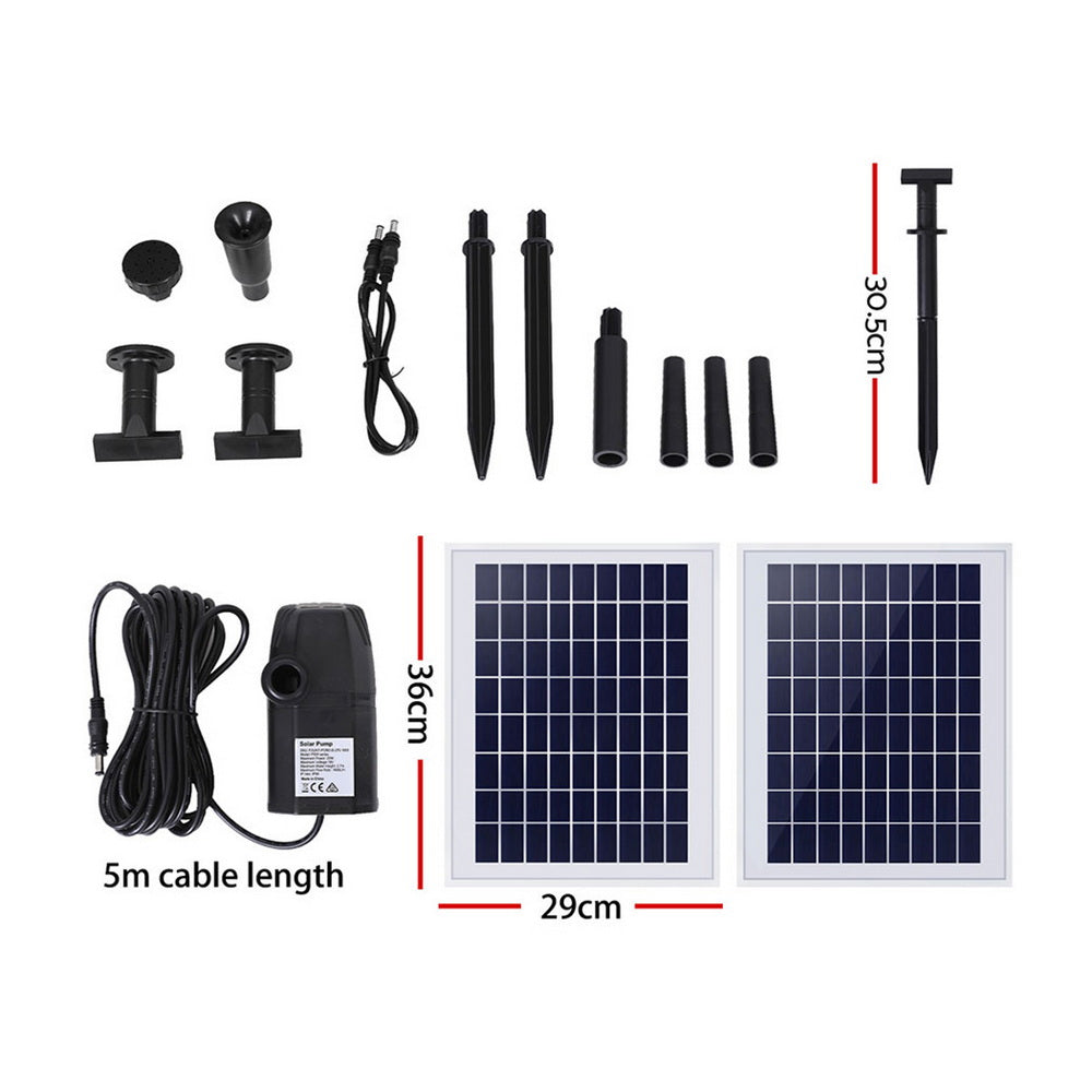 Gardeon Solar Pond Pump Submersible Water Fountain Kit with 2 Panels 1600L/H-1