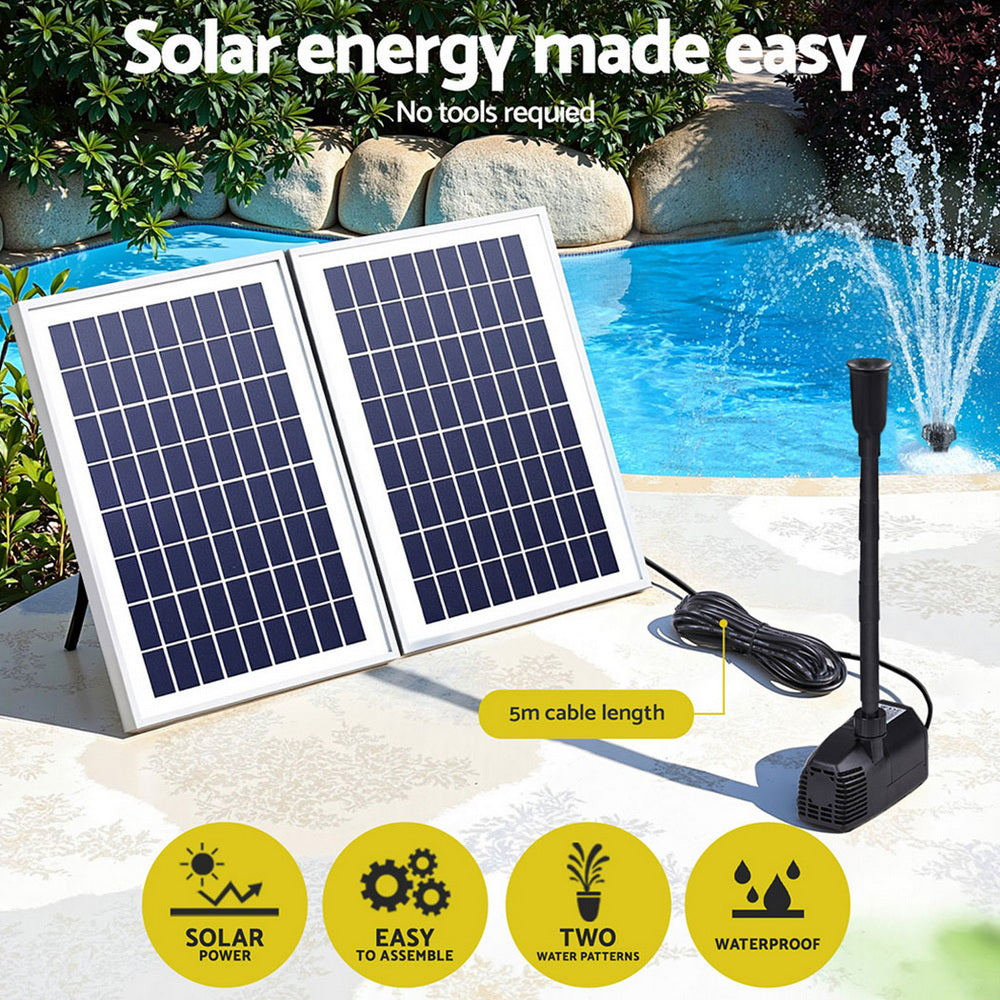 Gardeon Solar Pond Pump Submersible Water Fountain Kit with 2 Panels 1600L/H-3